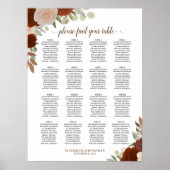 16 Tabel herfst Floral Boho Wedding Seating Chart Poster (Voorkant)