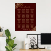 16 Tabel Lacy Gold Wedding Seating Chart Auburn Poster (Thuiskantoor)