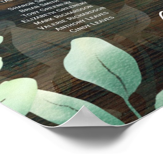 16 Tabel Rustic Wood Greenery Eucalyptus SEATING P Poster (Hoek)