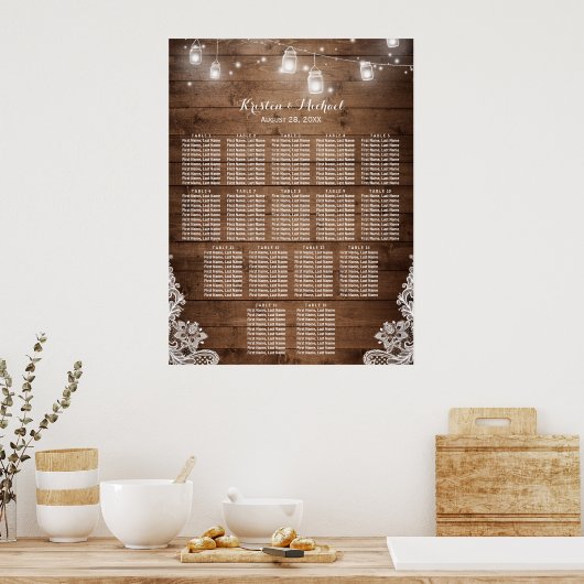 16 Tabellen Robuuste tekenreekslampjes Poster (Keuken)