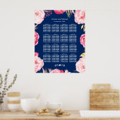 16 Tabellen Roze Floral Wreath Wedding Seating Cha Poster (Keuken)