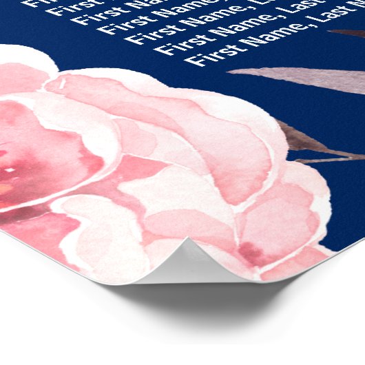 16 Tabellen Roze Floral Wreath Wedding Seating Cha Poster (Hoek)