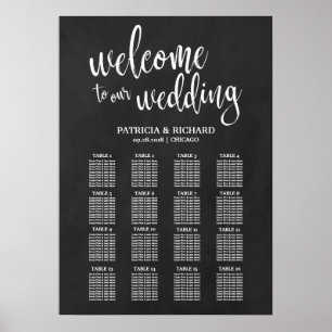 16 Tables Wedding Seating Chart Sign Chalkboard Poster