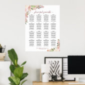 16 Tafel Boho Roze Bloemige Trouw Zittijd Chart Poster (Thuiskantoor)