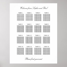 16 Tafel Elegante Minimalistische Zitplaatskaart Poster