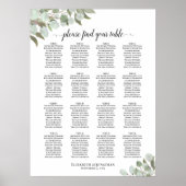 16 Tafel Eucalyptus Takjes Bruiloftstoewijzingskaa Poster (Voorkant)