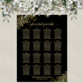 16 Tafel Gold Frills Wedding Seating Chart Black Poster