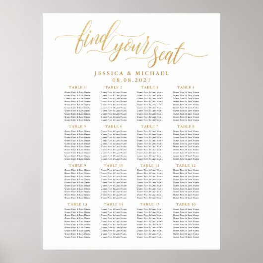 16 Tafel - Grafiek met grote gouden weddenschappen Poster (Voorkant)