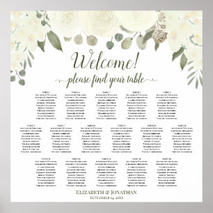 16 Tafel Ivoor - witte rozen weddenschappen Poster