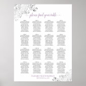 16 Tafel Lacy Wedding Seating Chart White Lavender Poster (Voorkant)