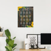 16 Tafel Landelijke Zonnebloemen STOELENOVERZICHT  Poster (Thuiskantoor)