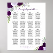 16 Tafel Paarse Boho Bloemen Bruiloft Zitkaarten Poster (Voorkant)
