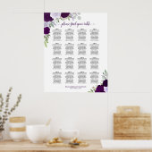 16 Tafel Paarse Boho Bloemen Bruiloft Zitkaarten Poster (Keuken)
