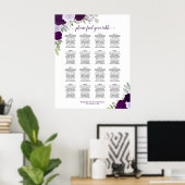 16 Tafel Paarse Boho Bloemen Bruiloft Zitkaarten Poster (Thuiskantoor)