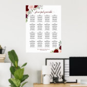 16 Tafel Rood & Roze Bloemstuk Bruiloft Zitplaats Poster (Thuiskantoor)