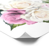 16 Tafel Roze Witte Roos Bloemen Zitting Grafiek Poster (Hoek)