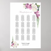 16 Tafel Roze Witte Roos Bloemen Zitting Grafiek Poster (Voorkant)