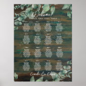 16 Tafel Rustic Wood Greenery Eucalyptus SEATING Poster (Voorkant)