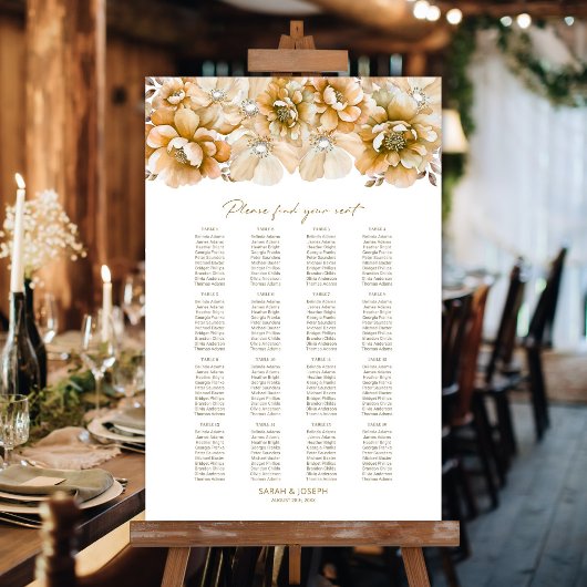 16 Tafel Sinaasappel Bloemen Trouwstoel Grafiek Poster