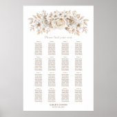 16 Tafel Wit Bloemen Bruiloft Zitkaarten Poster (Voorkant)