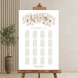 16 Tafel Witte Bloem Bruiloftstoelindeling Poster