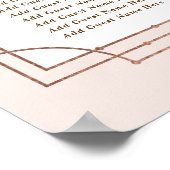 16 Tafels | Art Deco Roze Goud Folie Bruiloft Poster (Hoek)