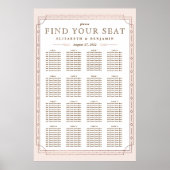 16 Tafels | Art Deco Roze Goud Folie Bruiloft Poster (Voorkant)