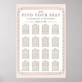 16 Tafels | Art Deco Roze Goud Folie Bruiloft Poster