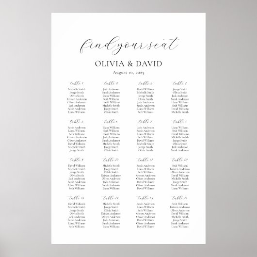 16 Tafels Eenvoudig Onze Favoriete Mensen Zittings Poster (Voorkant)