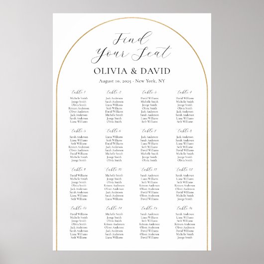 16 Tafels Gouden Boog Vind Uw Plaats Zitplaatsinde Poster (Voorkant)