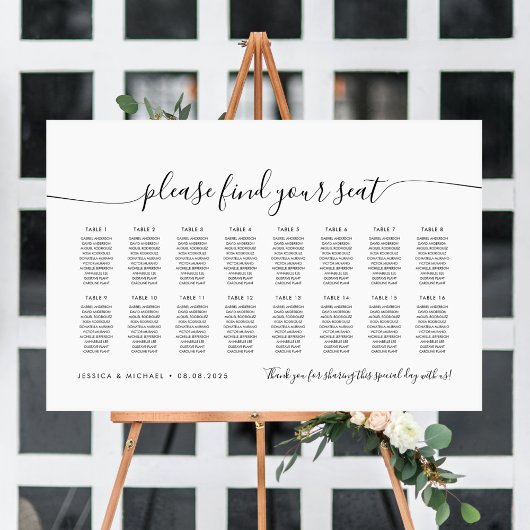 16 Tafels Modern Stoelzoeker Zitplaats Chart Poster