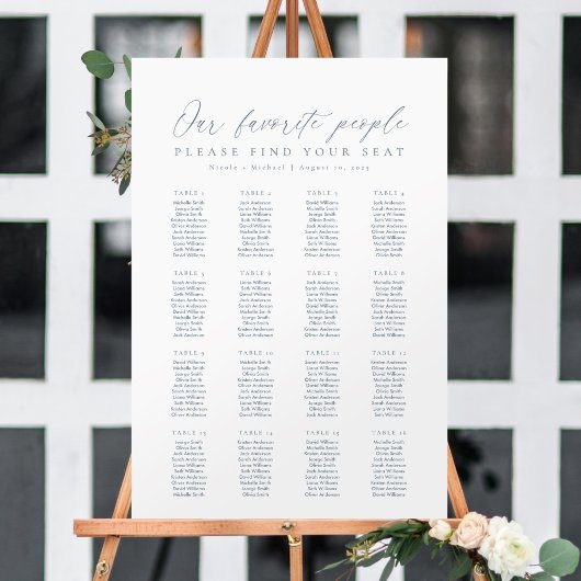 16 Tafels Stoelenkaart van Onze Lievelingsmensen Poster