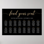16 Tafels Vind uw Seat Black Zitkaarten Plan Poster (Voorkant)