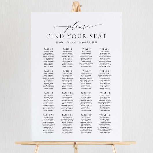 16 Tafels Vind uw Zitplaatskaart Poster