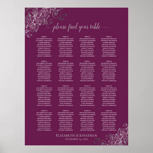 16 Tafelzilver op het chassis-bruiloft-zitje Poster (Voorkant)