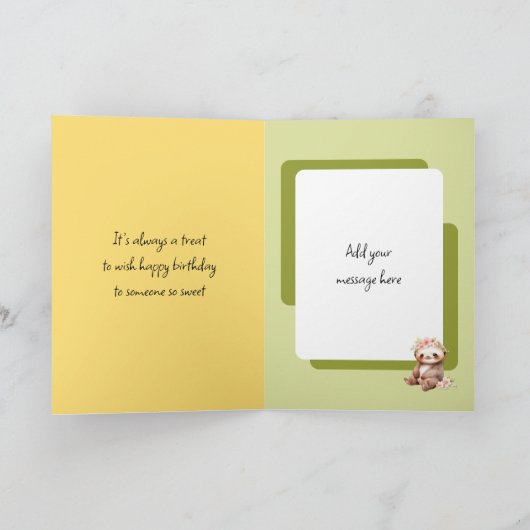 16 Today Sloth Voeg naam toe Grijs Roze Verjaardag Kaart (Binnen)