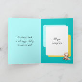 16 Today Sloth Voeg naam turquoise geel verjaardag Kaart (Binnen)