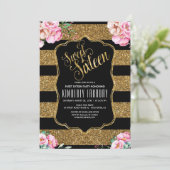 16 Verjaardagsfeest - Sweet Sixteen Gold Glitter Kaart (Staand voorkant)