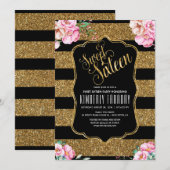 16 Verjaardagsfeest - Sweet Sixteen Gold Glitter Kaart (Voorkant / Achterkant)