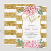 16 Verjaardagsfeest - Sweet Sixteen Gold Glitter Kaart (Voorkant / Achterkant)