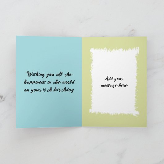 16 voeg vandaag foto leeftijdsnaam turkooise toe v kaart (Binnen)