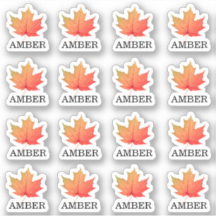 16 Waterbestendige Amber Maple Leaf Grading Labels