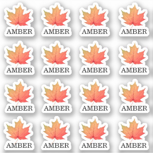 16 Waterbestendige Amber Maple Leaf Grading Labels (Voorkant)