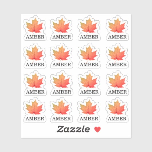 16 Waterbestendige Amber Maple Leaf Grading Labels (Vel)