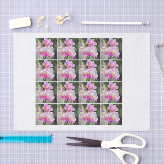 16 waterverf roze orchidee ontledingschintz tissuepapier (Craft)