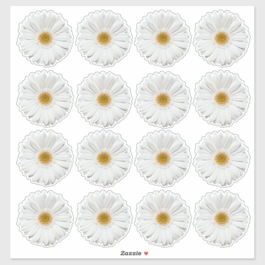 16 Witte Gerbera-Margriet Bloem Kiss-Cut Stickers (Vel)