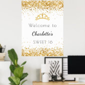 16 witte goudglitter stof tiara welkom poster (Thuiskantoor)