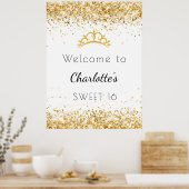 16 witte goudglitter stof tiara welkom poster (Keuken)