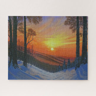 16"x20" Puzzel - "Zonsondergang boven besneeuwd bo