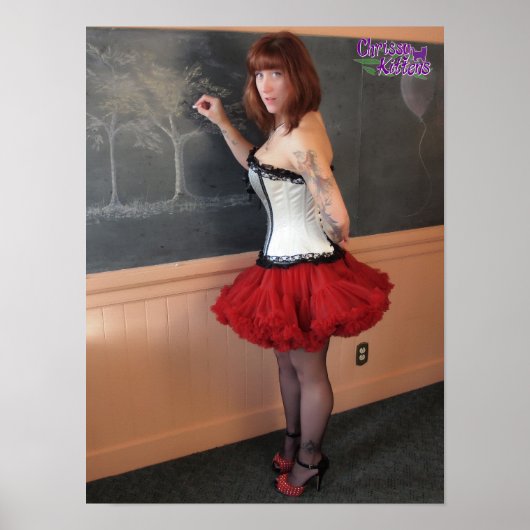 16 x 12-inch Chrissy Kittens Hot for Teacher Poster (Voorkant)